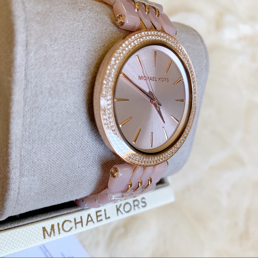 Michael Kors 39mm Rose-Tone Glitz Bracelet Watch - Picture 2 of 5